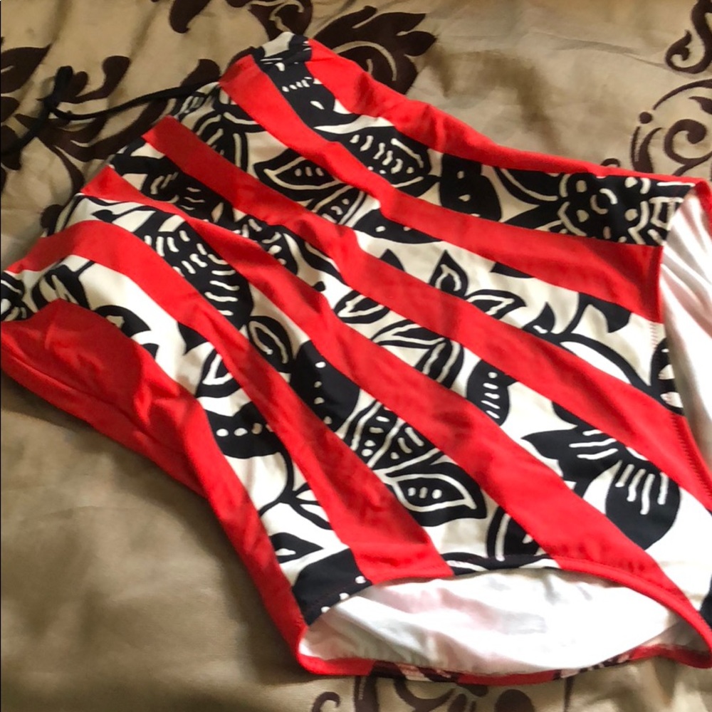 Beautiful red black and white halter suit/scarf